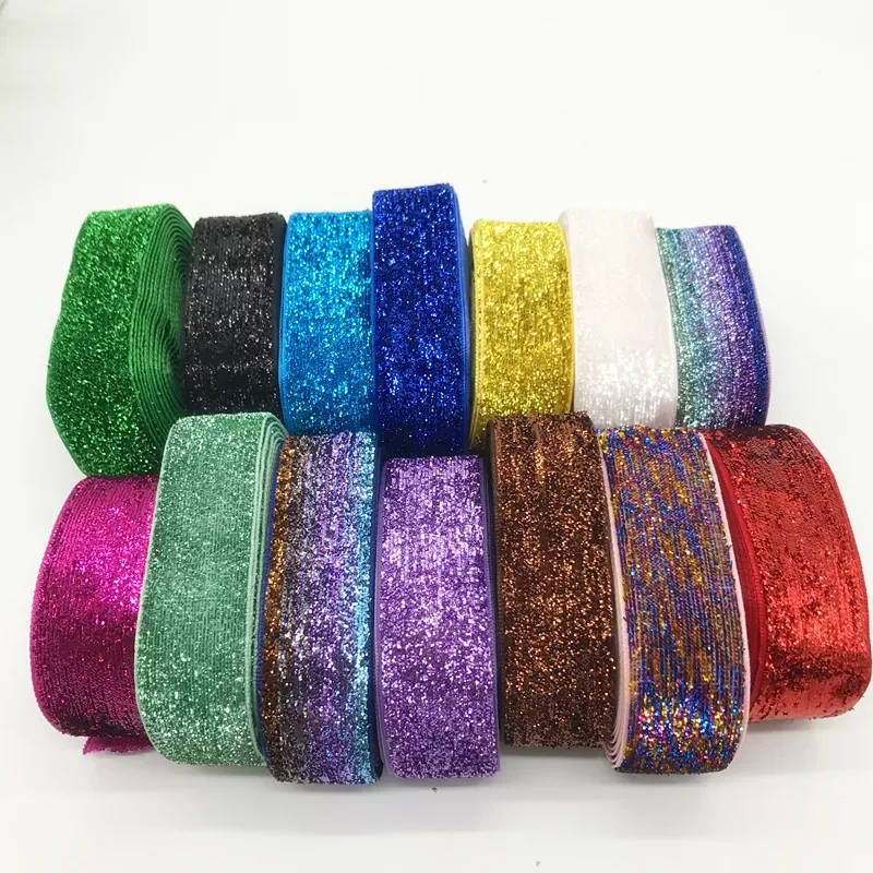 

1Inch 25mm Glitter Velvet Ribbon Headband Clips Bow Wedding Christmas Decoration Pick Colors