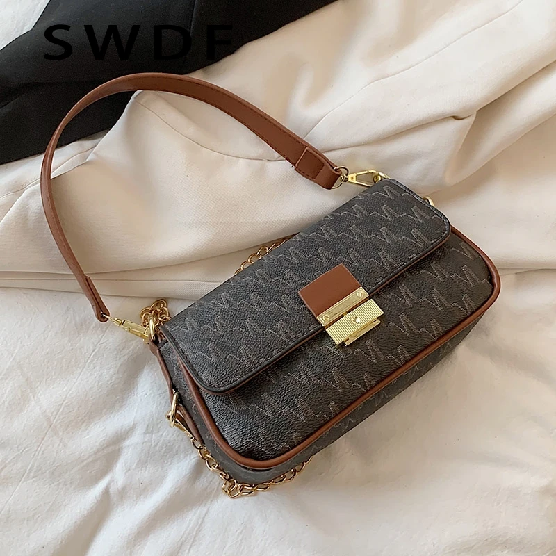 

Retro Letter PU Leather Small Underarm s Crossbody Bags for Women 2022 Travel Shoulder Purses and Handbag