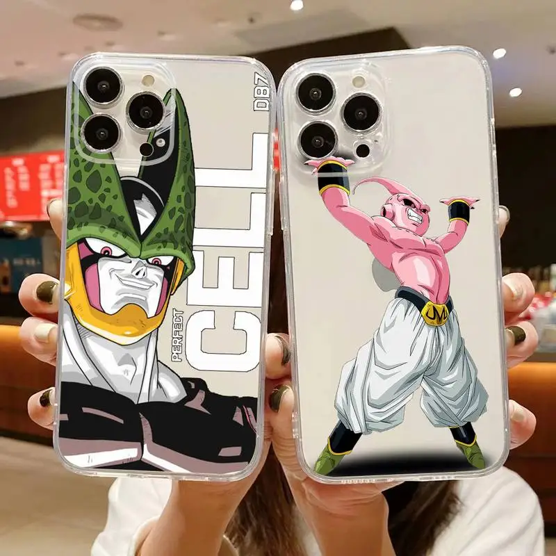 Купи Majin Buu Cell Frieza Dragon Ball Z Toys Phone Case For iphone 14 Plus 13 12 11 Pro Max Mini X XS XR Soft Transparent Cover за 117 рублей в магазине AliExpress