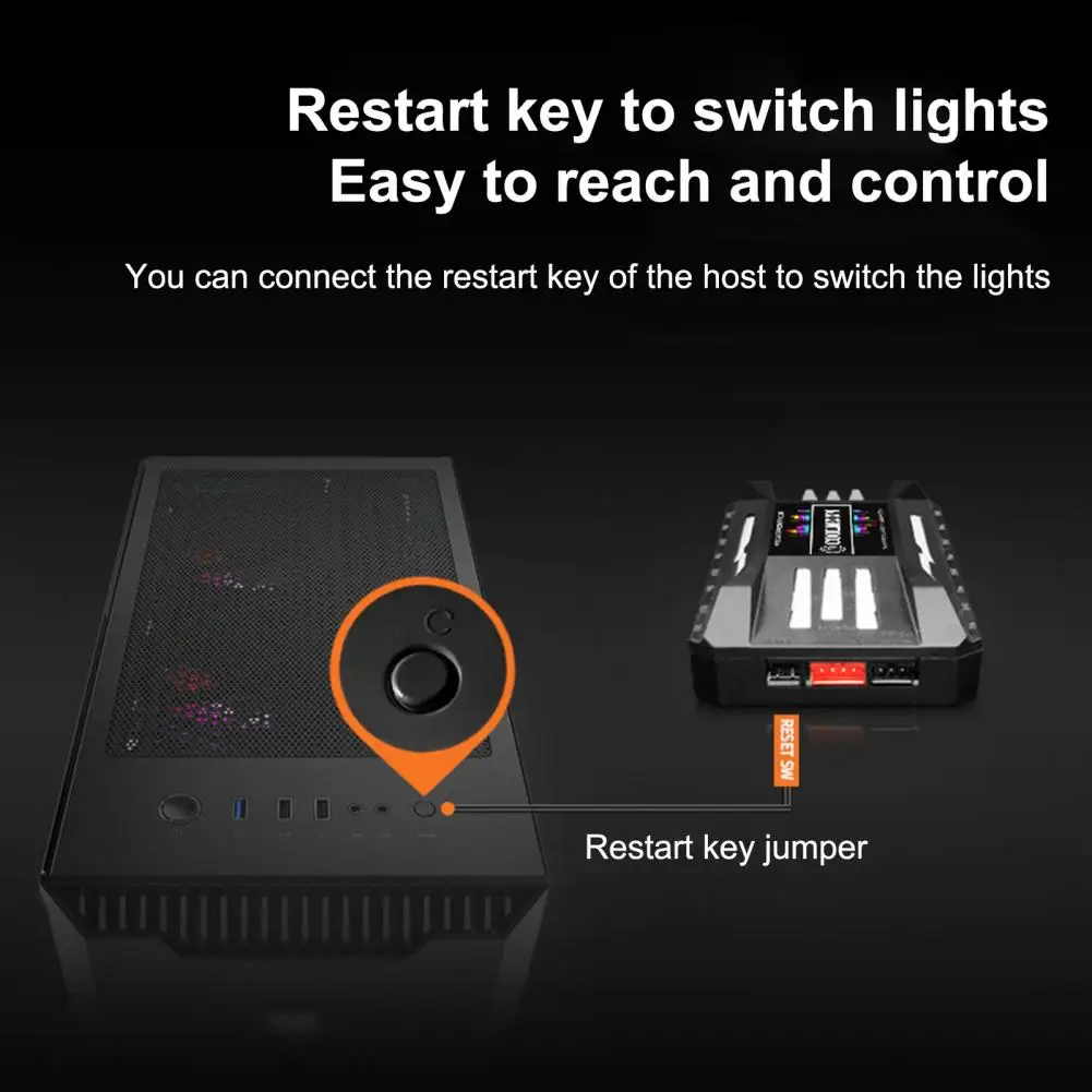 

Контроллер для ПК ARGB, 4-контактный Портативный 360 режимов освещения 4 в 1, 4-контактный ШИМ 5 в 3-контактный RGB контроллер, RGB контроллер для вентилятора ПК