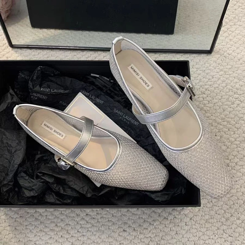 Женская обувь с сетчатым квадратным носком сандалии на плоской подошве женская