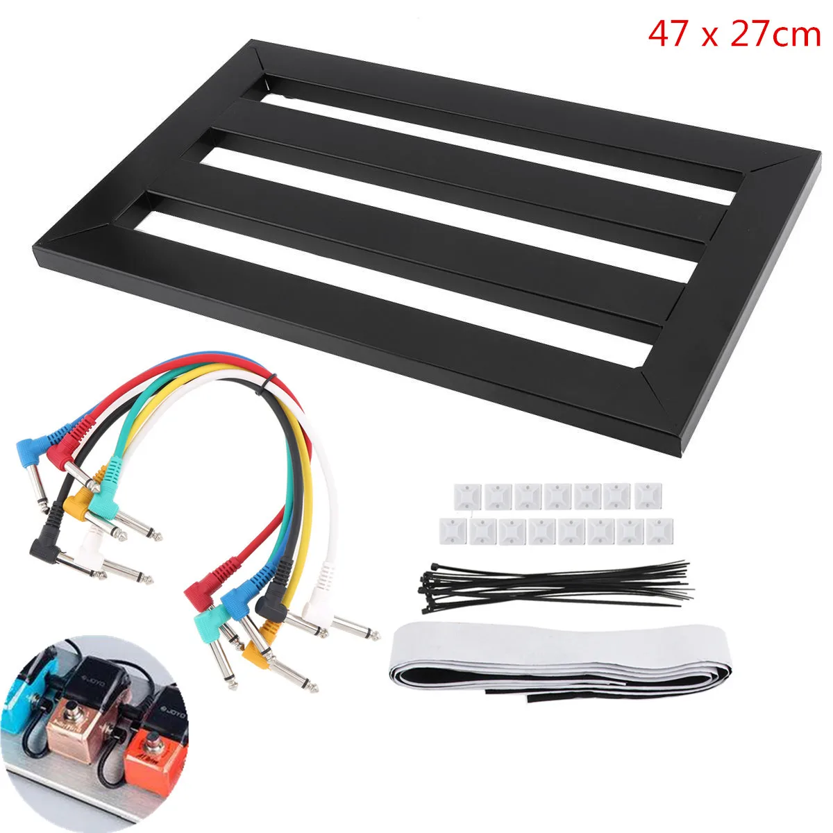 47x27cm Guitar Pedal Board Setup Style DIY Guitar Effect Pedalboard with 6pcs 22cm Patch Cable