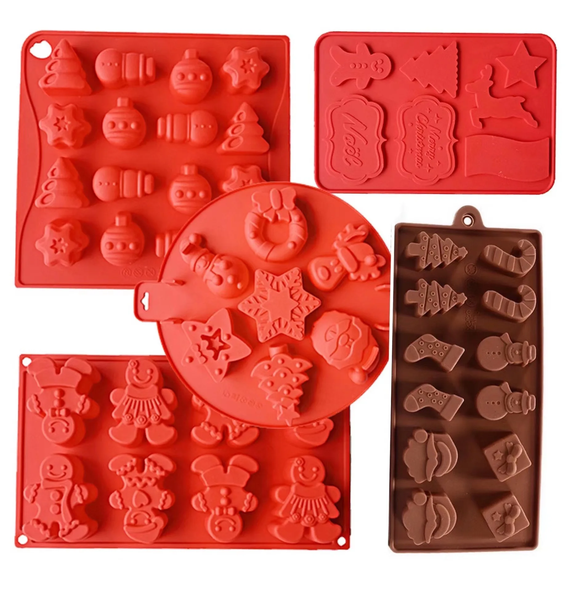 

Christmas Tree Cake Mold DIY Snowman Gingerbread Man Santa Chocolate Candy Biscuit Jelly Egg Tart Mold Silicone Baking Mold