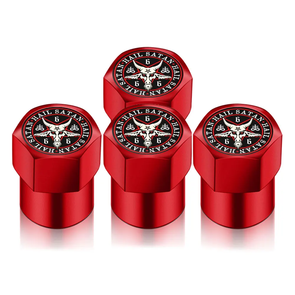 4 шт. универсальные автомобильные колпачки для клапанов «сделай сам», аксессуары, наклейка, авто колесо, клапан для шин, шток воздуха, крышка для Hail Satan, форма автомобиля, Стайлинг