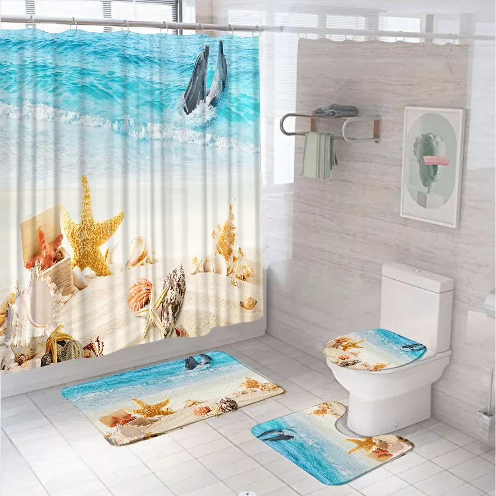Морской пейзаж морская звезда Пляжная ракушка набор для ванной комнаты