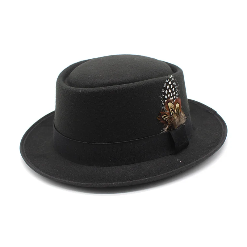 ฤดูใบไม้ร่วงฤดูหนาวผู้หญิงผู้ชาย Vintage Trilby หมวก Fedora หมวกริบบิ้นกว้าง Brim สุภาพบุรุษ Elegant สำหรับ Lady Top ห...
