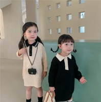 kids knitted one piece dress girl long sleeve knit dresses autumn korean childrens clothes child casual clothing 1 to 7 years
