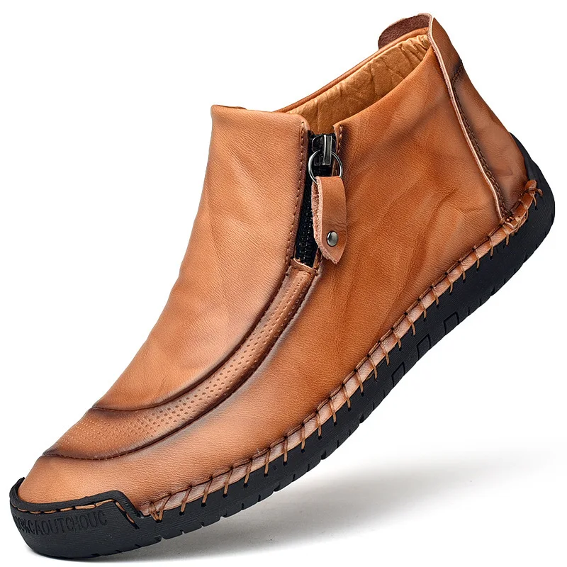 

Ботинки мужские из натуральной кожи, ботильоны ручной работы, удобная повседневная обувь в британском стиле, мокасины