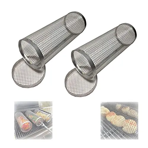 

Universal Decree Greatest Grilling Basket Durable Ever Outdoor BBQ Cage Stainless Steel Barbecue Mesh Tube Essential BBQ Tool