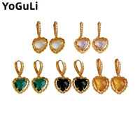 delicate jewelry glass heart earrings 2022 new trend high quality aaa zircon vintage drop earrings for women accessories