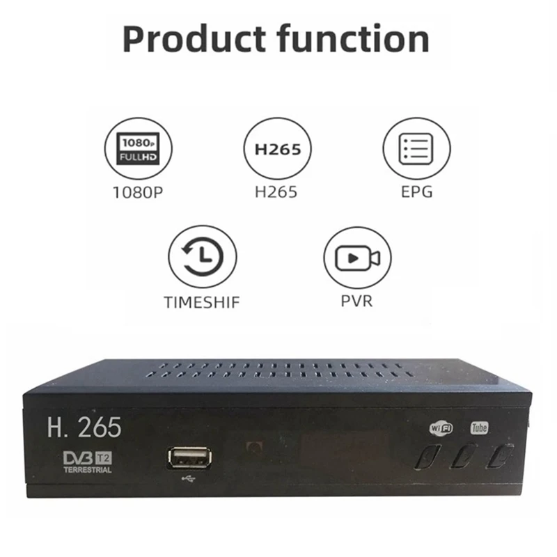 Цифровой ТВ-тюнер DVB-T2 HEVC 265, HD-декодер 1080P, USB-приемник для эфирного ТВ, приставка, вилка EU-ELEC (art.: 3920dad8eea75) - 3920dad8eea75