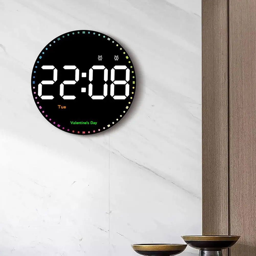 

10 Inch Large LED Digital Wall Clock With Remote Control Temperature Date Alarm Clocks Display Automatic Brightness For Bed S4D1