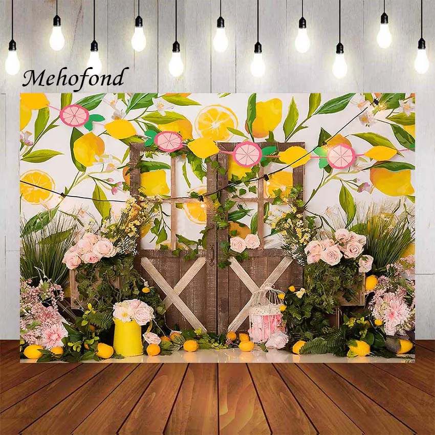 

Mehofond Photography Background Spring Fruit Lemon Garden Floral Child Birthday Party Portrait Decoration Backdrop Photo Studio