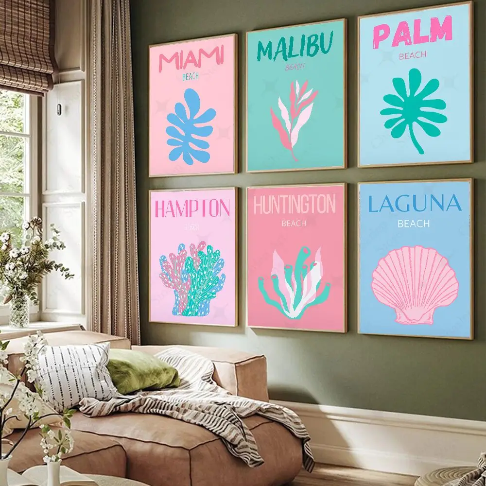 Модный постер холст картина Hampton Miami Palm Laguna Malibu Huntington пляжные путешествия