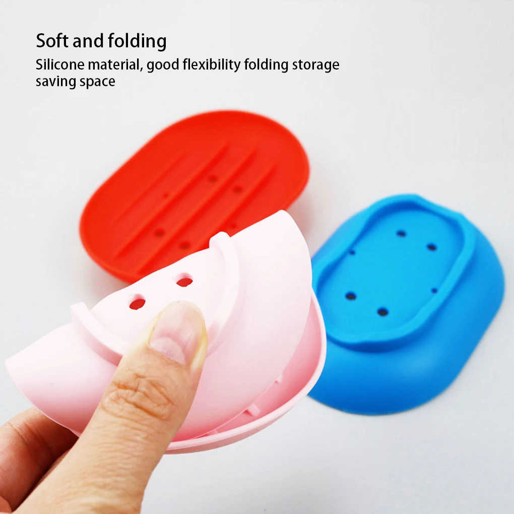

Silicone Soap Dish Plate Holder Sponge Tray Case Anti-skidding Shower