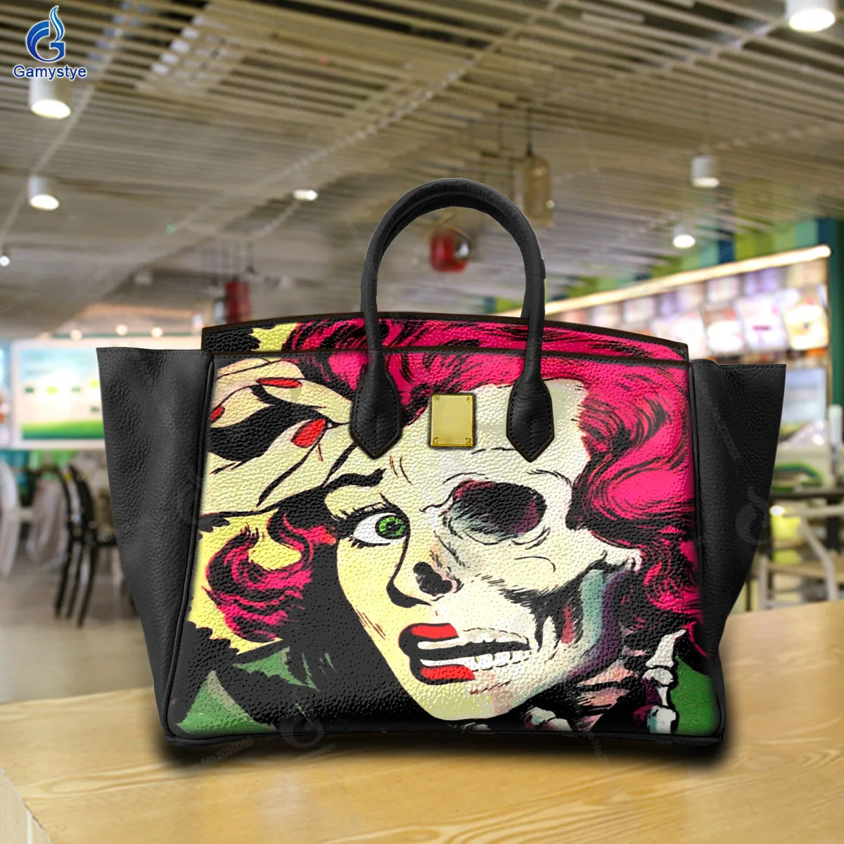 

Fashion Personalizar bolso Art Hand Painted POP SKULL GIRL Bags Ladies purses and handbags Messenger Clutch Totes Genuine Leathe