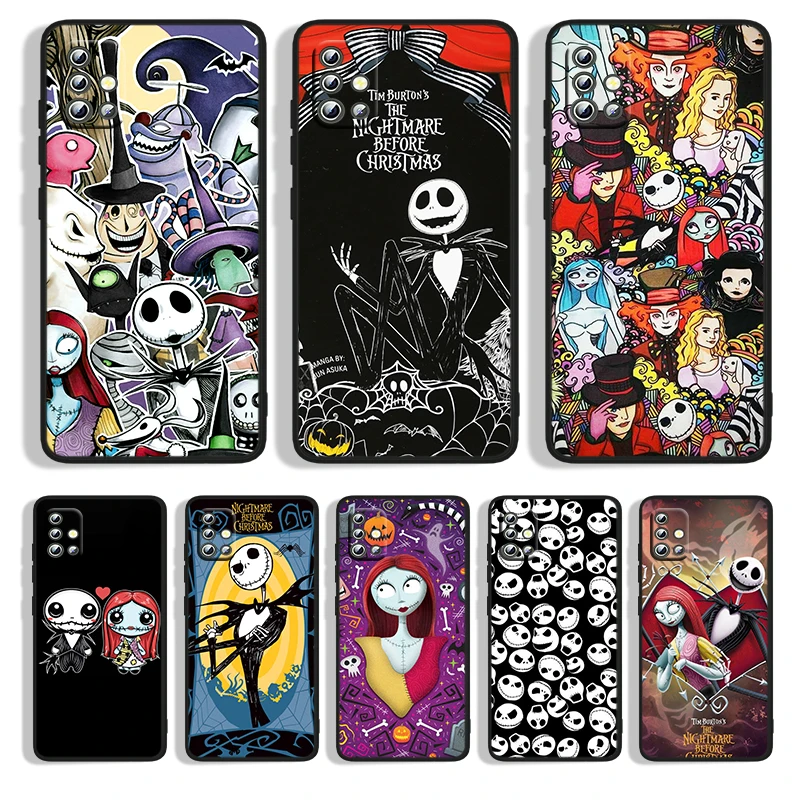 

The Nightmare Before Christma For Samsung A73 A72 A71 A53 A52 A51 A41 A33 A32 A31 A22 A21S A13 A12 A03S A02 5G Black Phone Case