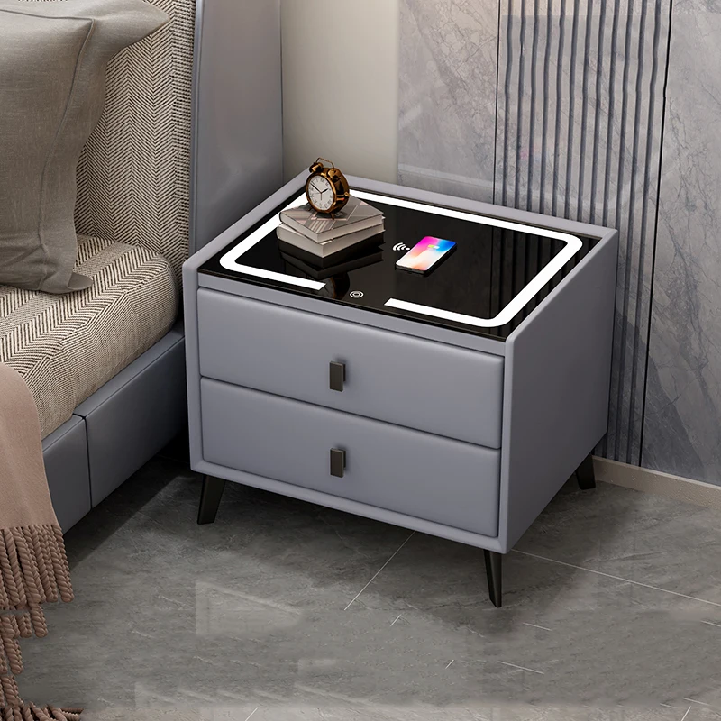 

Comfortable Cabinet Night Table Storage Smart Mute Cabinet Small Night Table Shelves modern Wood Nachtkastje Furniture Room