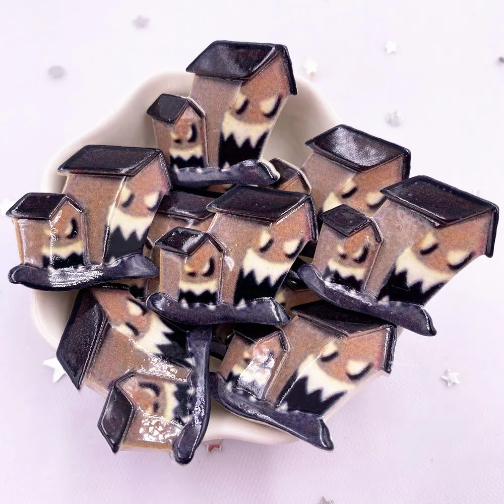 

Resin Haunted House Flatback Cabochon Stone Figurines Appliques Home Decor Crafts 10pcs DIY Christmas Scrapbook OH596