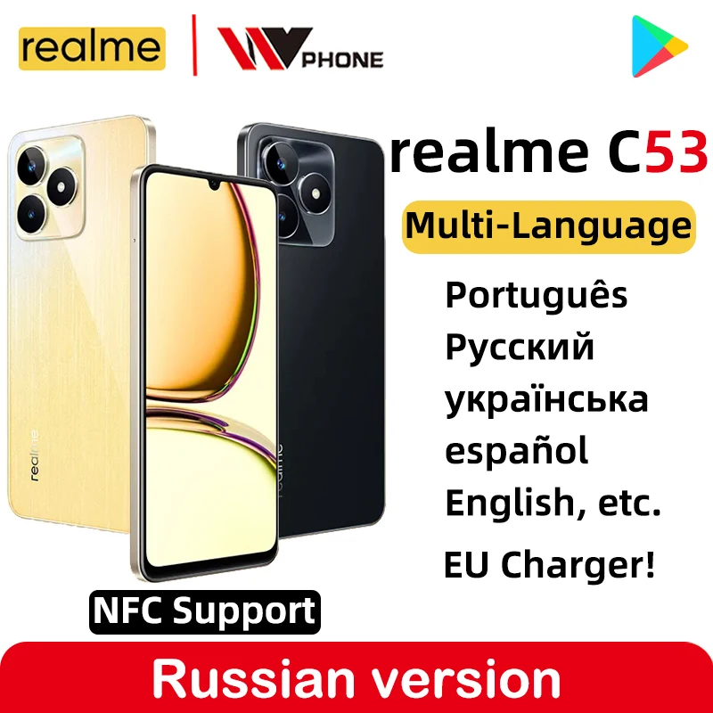 Оригинальный Ультратонкий смартфон realme C53, 6 ГБ, 128 ГБ, Восьмиядерный процессор, 33 Вт, аккумулятор SUPERVOOC 5000 мАч, ии камера 50 МП, экран 6,74 дюйма HD 90 Гц Оригинальный Ультратонкий смартфон realme C53, 6 ГБ, 128 ГБ, Восьмиядерный процессор, 33 Вт, аккумулятор SUPERVOOC 5000 мАч, ии камера 50 МП, экран 6,74 дюйма HD 90 Гц