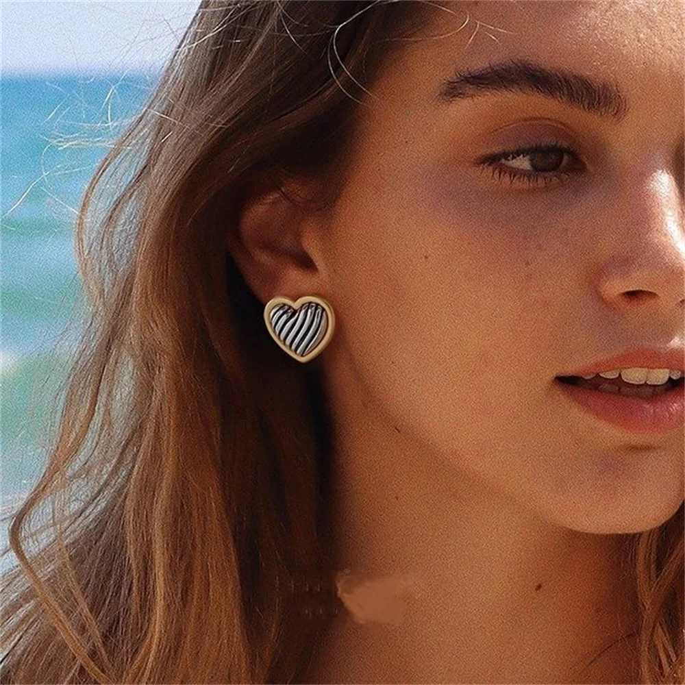 Yori винтажные серьги из нержавеющей стали с двойным сердцем для женщин