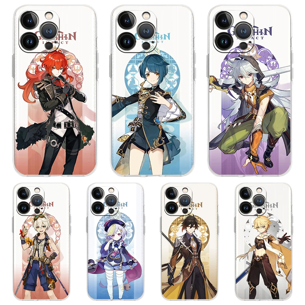 

Game Genshin Impact Case for iPhone 14 13 12 Pro Max Cover Transparent Soft for iPhone 11 Pro Max 7 8 Plus X XS XR SE2020 Shell