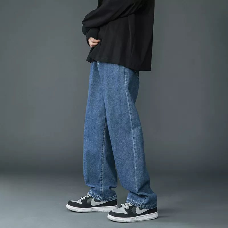

NEW IN Spring New Men's Korean Fashion Pink Jeans Streetwear Hip Hop Baggy Denim Trousers White Straight Wide Leg Pants Male