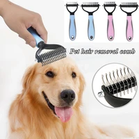 newest pets fur knot cutter dog grooming shedding tools pet cat hair removal comb brush double sided pet products comb for cats