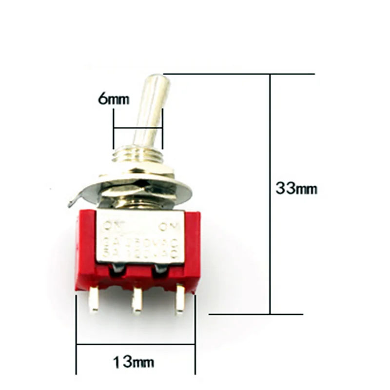 1/5pcs Red Mini 3pin 6mm 2/3 Position Self-resetting Toggle Switches ON-(ON)DPDT 6A/125V 3A/250V AC MTS-112 | Обустройство дома