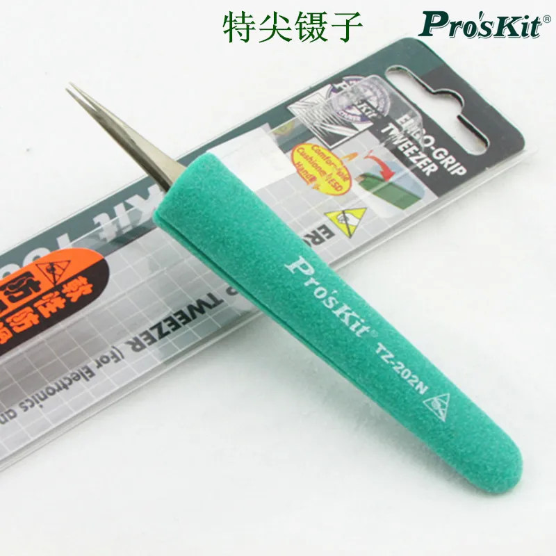 

Pro'skit TZ-202N Antistatic ESD Non-Slip Pointed Tweezers For Electronics Industry Semiconductor Jewelry Watches Glasses Repair