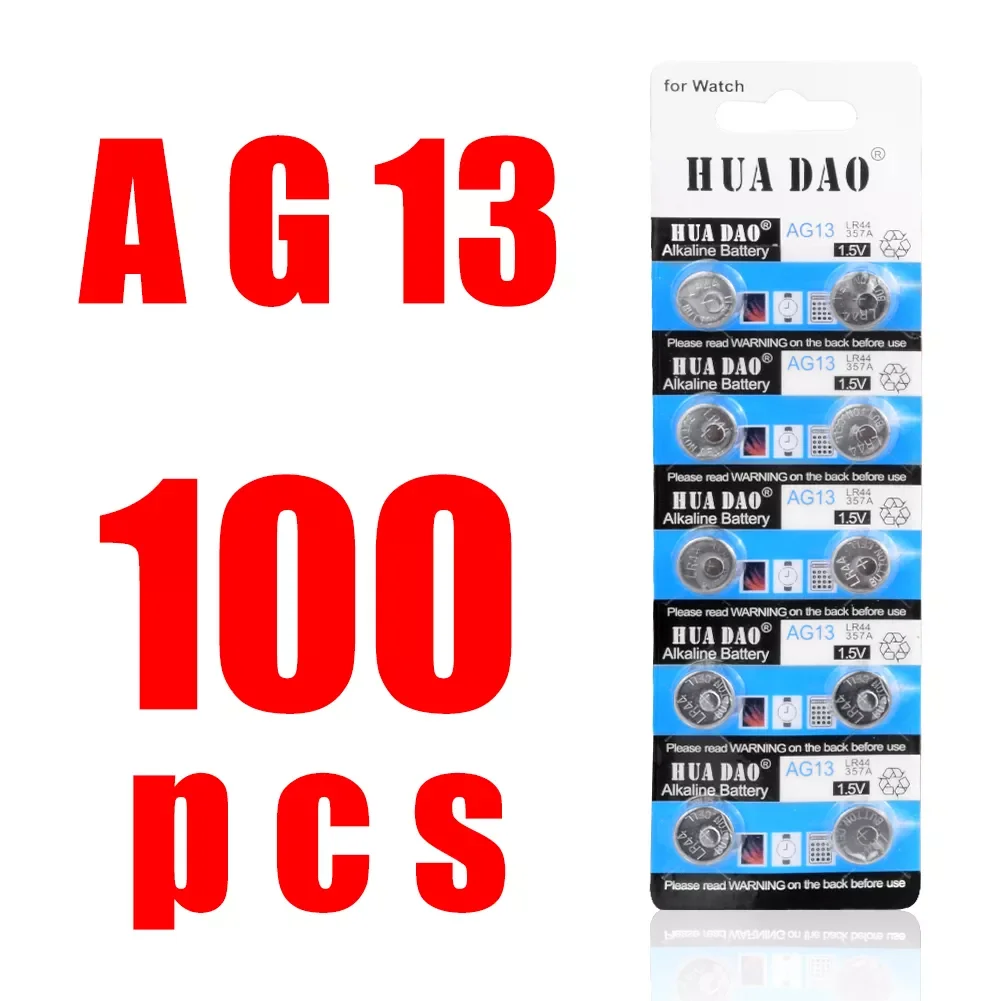 

NEW2023 100Pcs Alkaline Battery AG13 1.5V LR44 386 Button Coin Cell Watch Toys Batteries Control Remote SR43 186 SR1142 LR1142 W