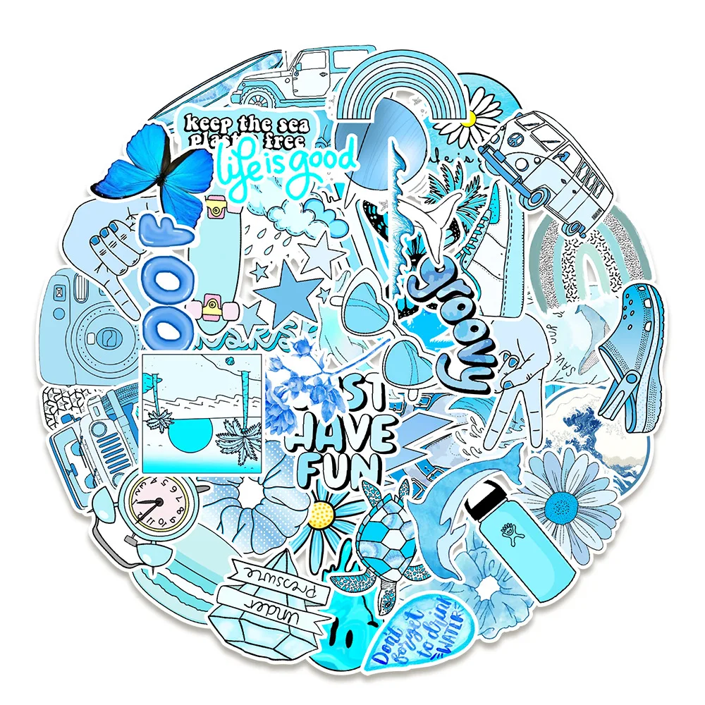 

10/30/50 шт. новые синие маленькие оригинальные креативные граффити наклейки на чашки воды Компьютеризированный чемодан скейтборд Водонепрон...