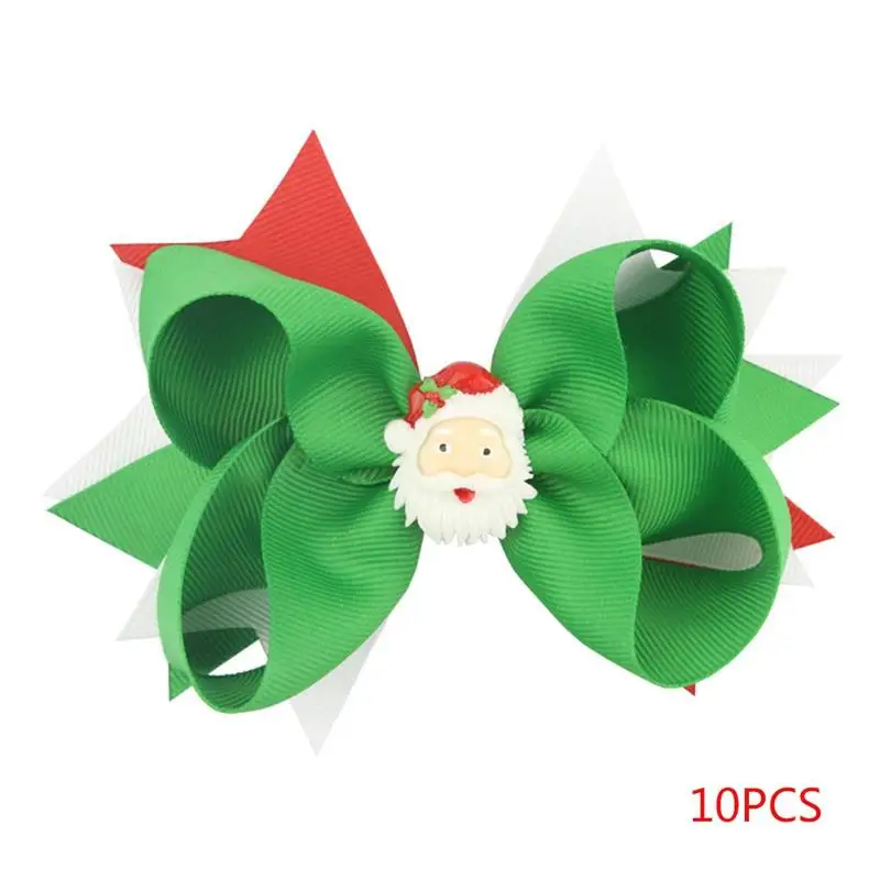 

10pcs/set Santa Claus Ribbon Hair Bows Christmas Kids Hairbows Children Hairclips Girls Teens Hairpins