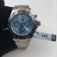 u1 premium mens self winding 40mm watch with case black ceramic bezel white disc bracelet foldover clasp sapphire watches
