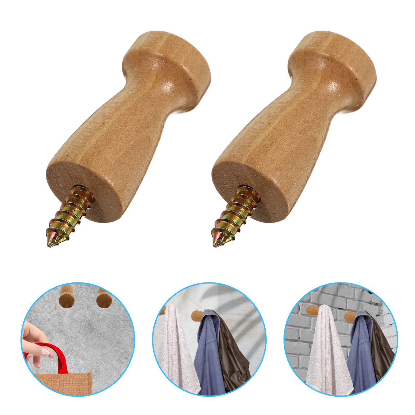 

Hanger Hooks Wall Hook Hat Coat Decorative Hangingwood Towel Wooden Naturalpegs Drilling Display Clothes Holder Utility Mount