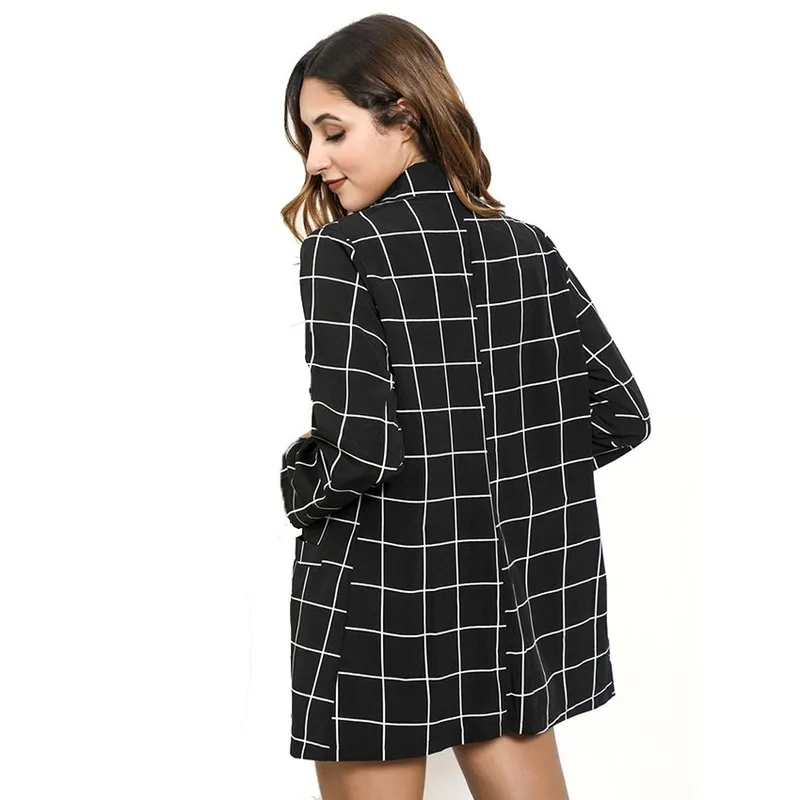 Women Elegant Work Blazers Casual Buttonless Plaid Blazer 2023 New Fashion Jackets Office Commute Design Formal Blazer Suits