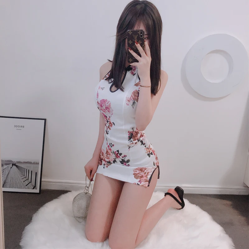 Короткое платье Tight Bodycon Plum Blossom Split Sexy Chinese Qipao Mini Vestido Traditional Costume Women Vintage Satin Cheongsam Dress.