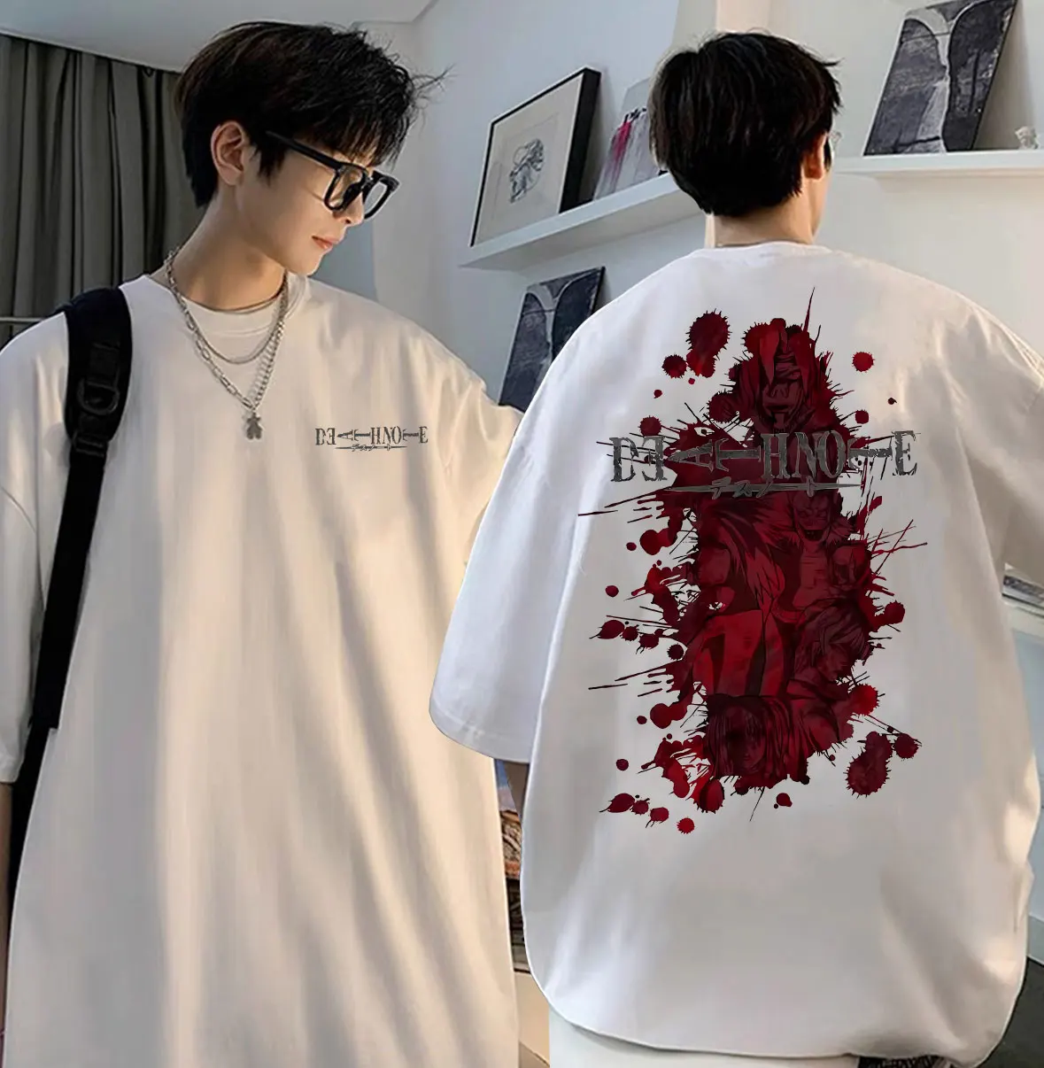 

Anime Death Note Yagami Light Ryuk Graphic T-shirt Men Manga Vintage Harajuku Tshirt Short Sleeve Male Casual Oversized T Shirt