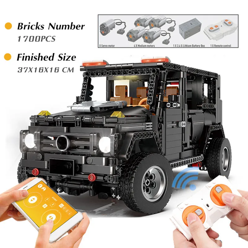 

1745PCS APP RC G-Glass G500 AWD Wagon SUV Brabused G500 Off-road Sports Car Model Building Blocks Bricks Toys Boy Gifts Kid Set
