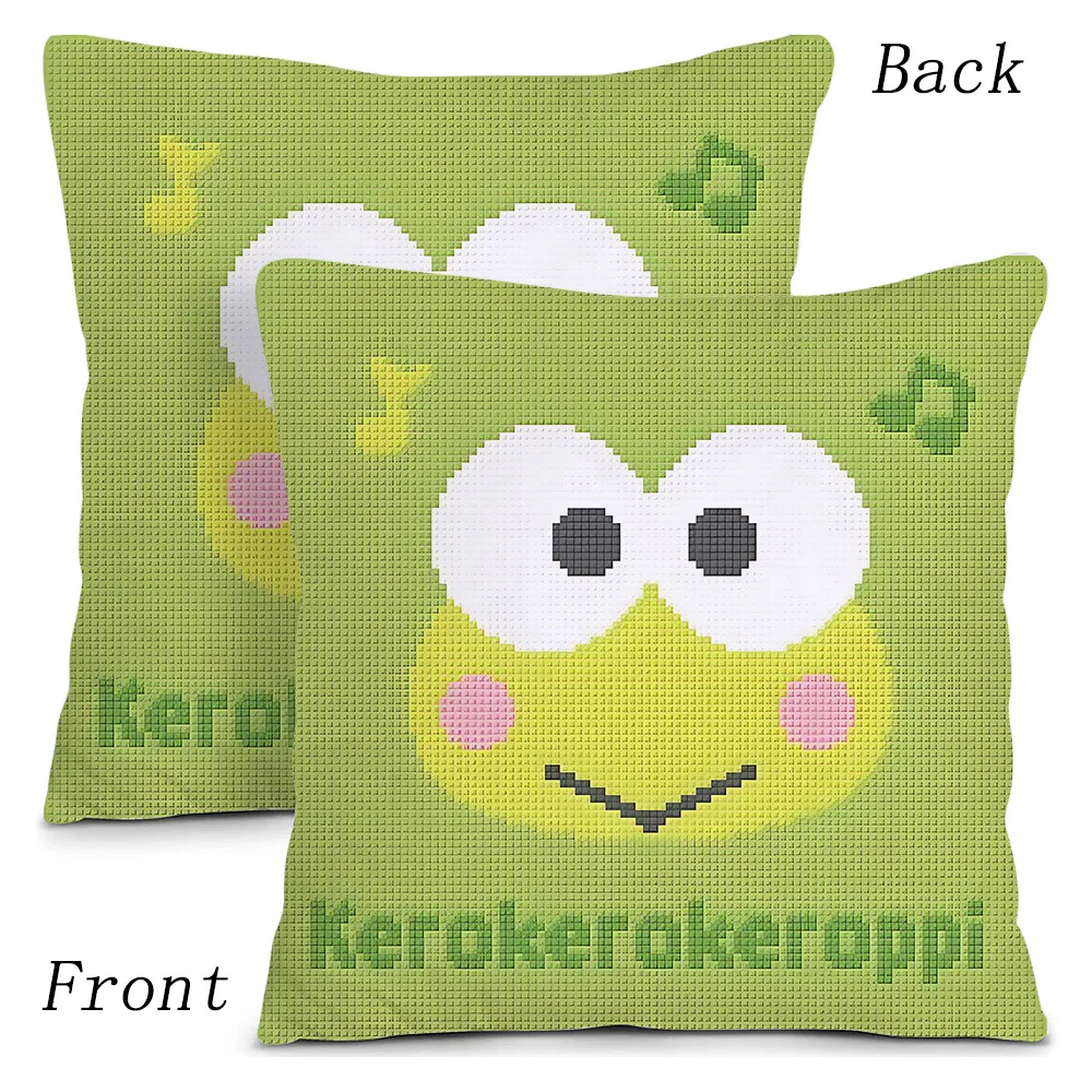 Pillow Covers Cartoon Cute Kerokerokeroppi Sofa Decorative Home Double-sided Printing Short Plush Cushion Cover