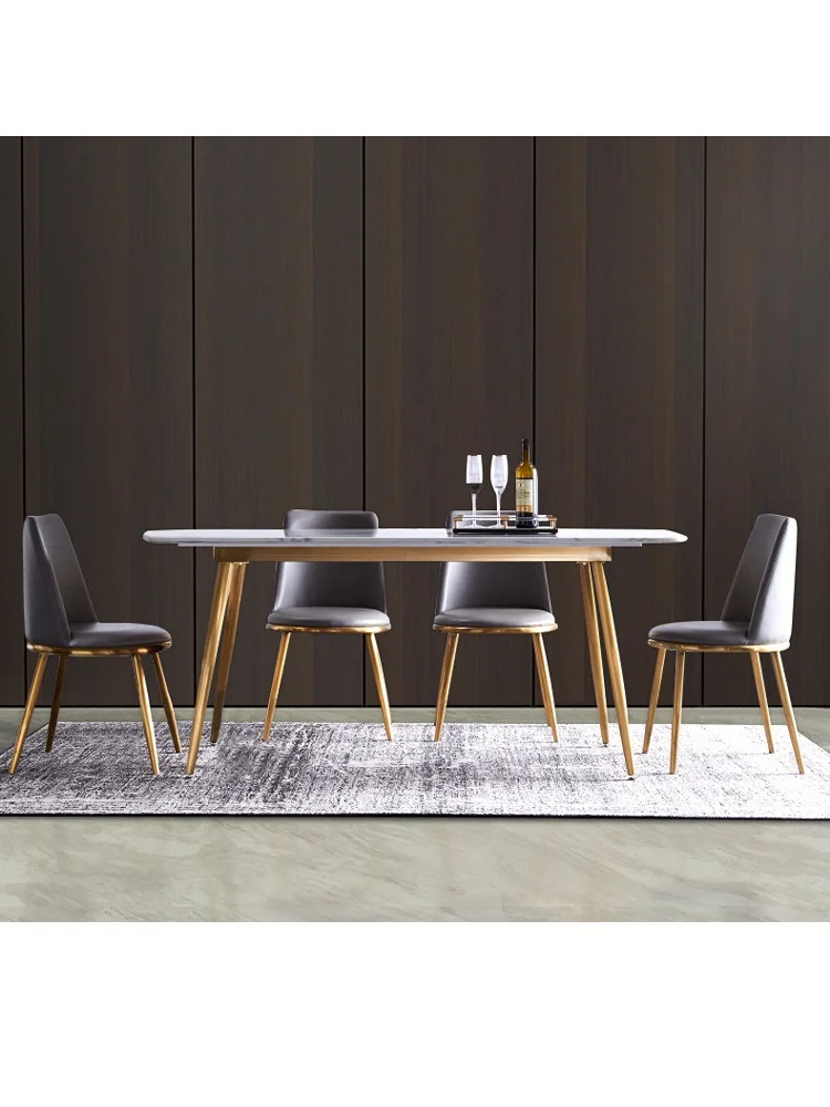 

Обеденный стол в скандинавском стиле Прямоугольный Маленький Домашний постмодерн простой дизайнерский Домашний Светильник из нержавеюще...