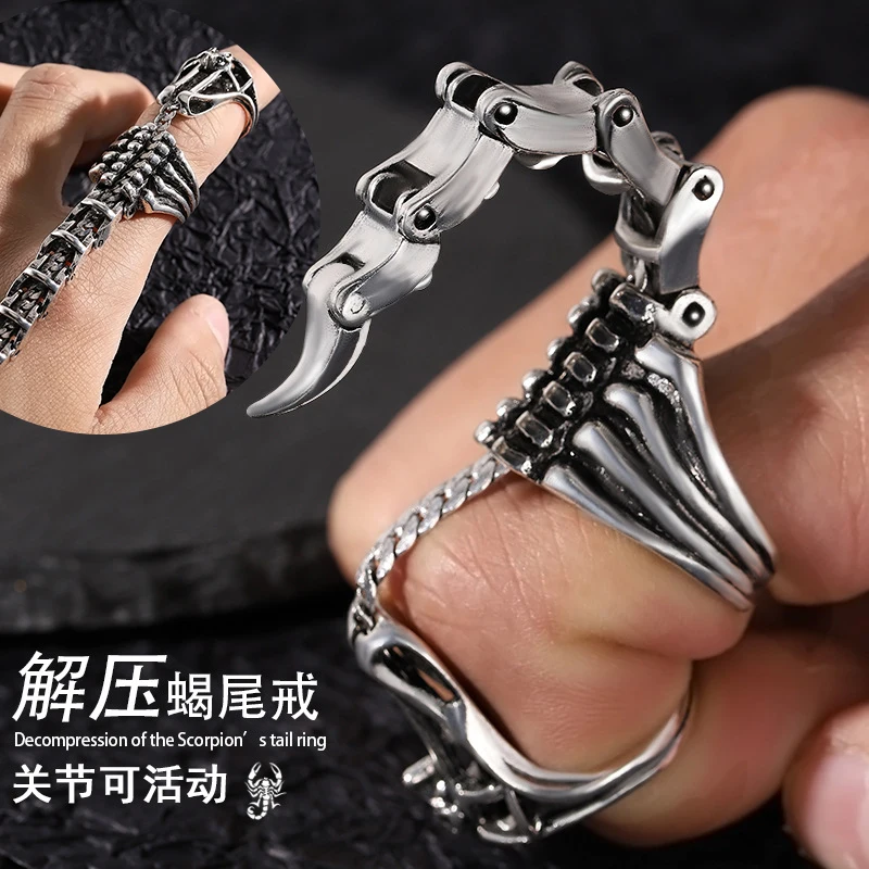 

Vintage Scorpion Ring Heavy Rock Punk Joint Rings Vintage Cool Gothic Scroll Armor Knuckle Metal Full Finger Rings Jewelry Gift