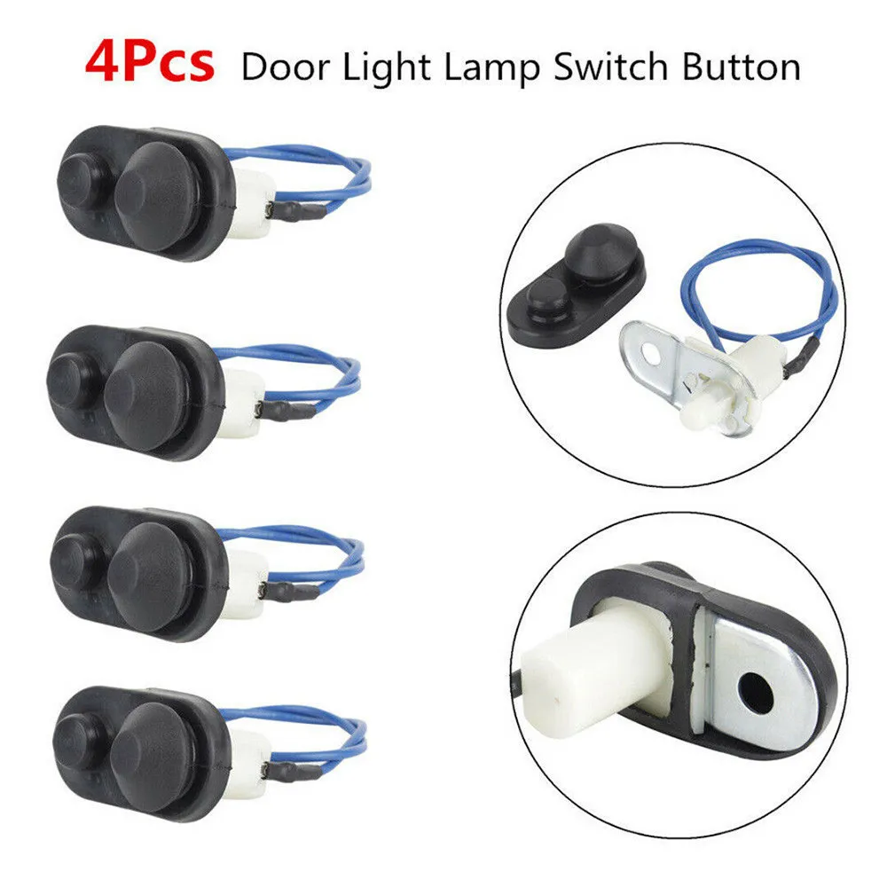 

4pcs Universal Car Interior Door Light Switch Button 1.97"x0.98" Black Door Light Switch Courtesy Light Lamp Switch Button