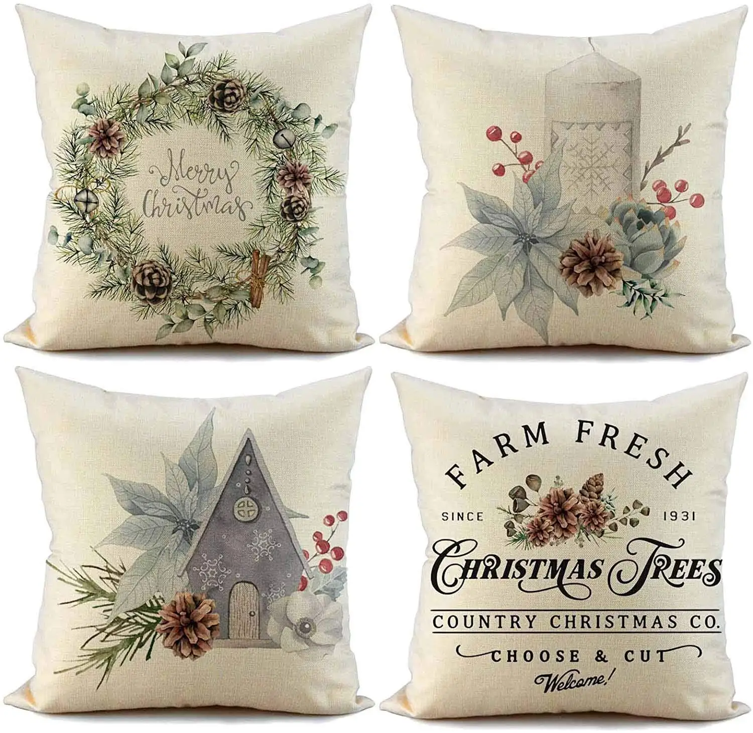 Home Christmas decoration linen pillowcase sofa cushion cover home decoration can be customized for you 40x40 50x50 60x60 45x45