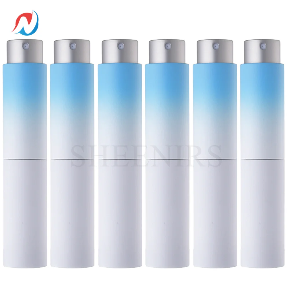 

6pcs 8ml Gradient Blue Twist Refillable Perfume Bottle With Spray Pump Empty Cosmetic Containers Atomizer Bottle for Travel Tool