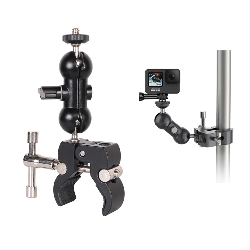 

Супермагический зажим на руку с резьбой 1/4 и 3/8, шаровой головкой на 360 ° для стержней 12 мм-55 мм, s-зонтиков, h-образных крючков, полки, зажим для ...