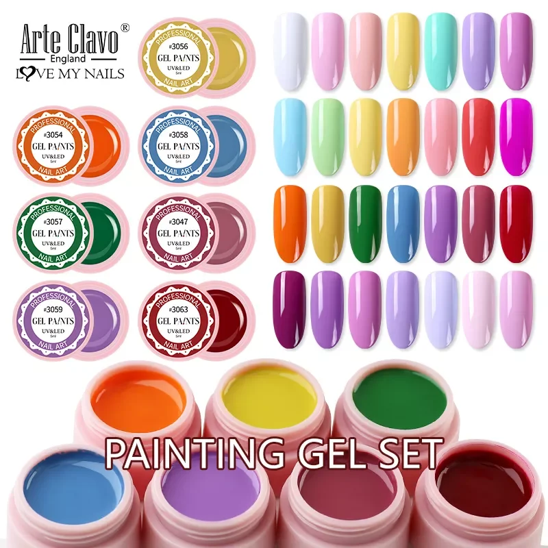 Arte Clavo 5g Painting Gel High Quality Thick Jelly Color 64 Colors Mud UV Gel Soak Off UV LED Nails Gel Polish For Nail art