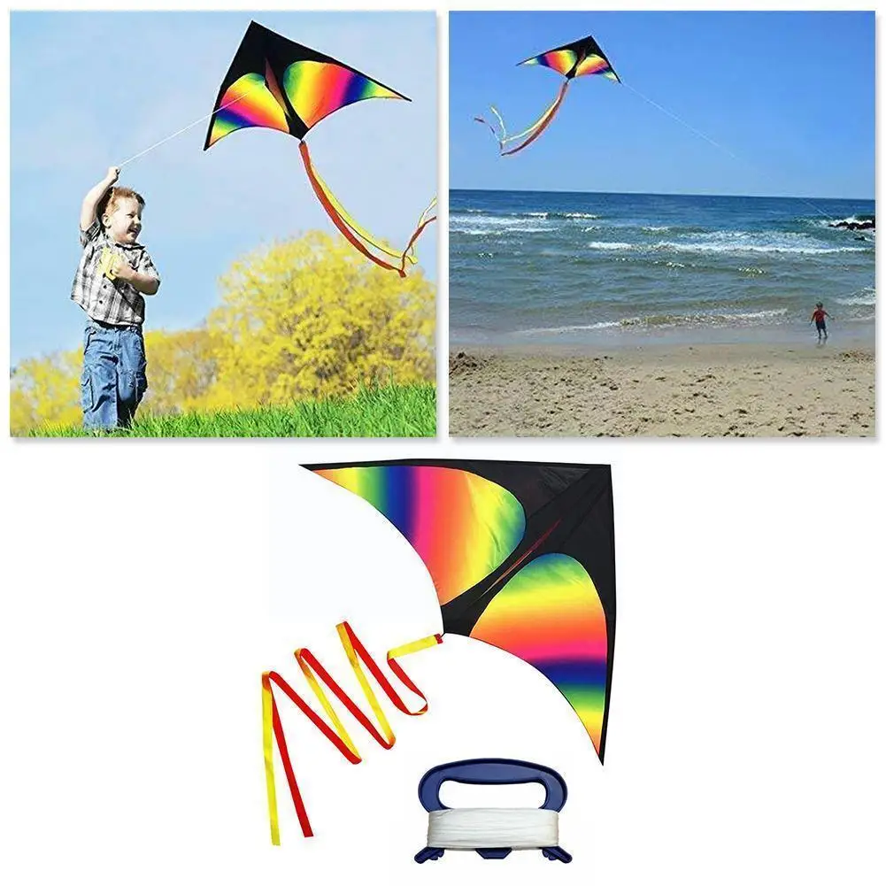 

Rainbow Kite High Quality Large Kites Flying Kite Handle Fun Kids Sports Kites Outdoor Long Tail Toys With S R9j3