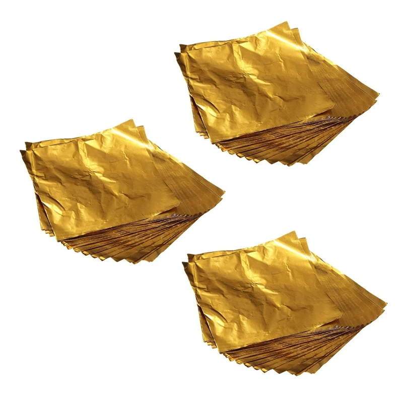 

300Pcs Square Sweets Candy Chocolate Lolly Paper Aluminum Foil Wrappers Gold