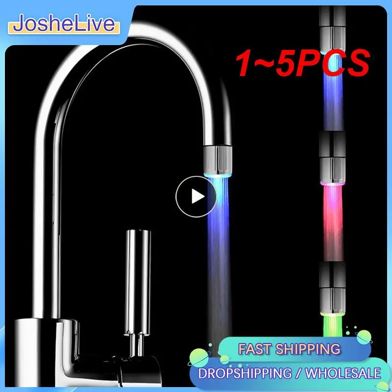 

1~5PCS Kitchen LED Temperature Sensitive 3-Color Light-up Faucet Bathroom Shower 7 Colors Glow Water Saving Faucet Aerator Tap